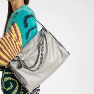NEW STELLA MCCARTNEY  Falabella  Shoulder Bag Metallic Grey Authentic
